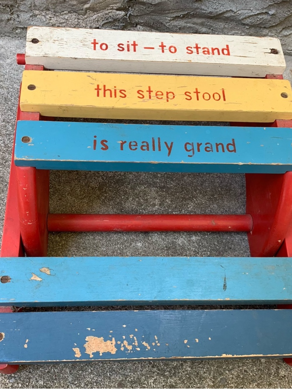Vintage Childs Step Stool and Chair - Multicolor